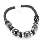 Ceramic Glass Ethnic Beaded Women s Necklace Earrings Set Silver Plated New Blk