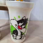 Vintage 4 Pc Set Baby Looney Tunes Warner Bros Plastic Cups With Straws  2 
