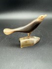 Vintage Hand Carved Out Of Natural Horn Bird Sculpture Figure Made In Korea