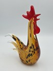 Fifth Avenue Crystal Figure Art Glass Chicken Hen Rooster Bird Amber Red Black