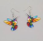 Handmade Stained Glass Hummingbird Earrings - Colorful Unique Jewelry Gift