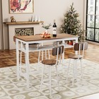 5 Piece Bar Table Set  Metal Counter Height Table W Stools For Dining Room 