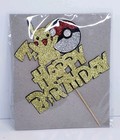 Pok  mon Happy Birthday Sign Cake Topper Pick Pikachu Party Supplies New 