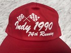 Vintage 1990 Indianapolis 500 Hat Cap Snap Back Mens One Size Red Racing Castles