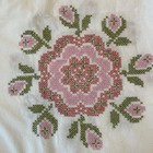 Vtg Paragon Needle Craft Whig Rose Quilt Top X Stitched Not Quilted No 1153 Dbl 