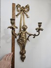 Vintage Gold Gilt Wall Mount Cherub Candelabra