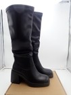 Tscoyuki Black Boots Women  Square Toe Knee High Boots Chunky Heel Sizes 6 5   9