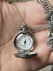 Golden Rose Pocket Watch With Chain Vintage Antique New Battery Works Great