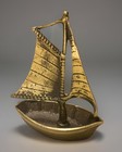 Vintage 4    Solid Brass Small Sail Boat Nautical Decor Ship Sculpture Figurine