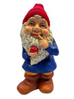 Garden Gnome Figurine 11  Tall  Chalkware Standing Elf With Apple  Japan