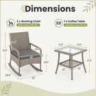 3-piece Outdoor Rocking Bistro Set With Cushions And Glass Coffee Table