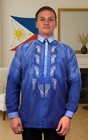 Blue Long Sleeve Organza Barong Tagalog Order Us Size