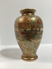 Antique Japanese Satsuma Flowers   Landscape Hand Painted Vase 8 1 4    Signed