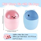 Mini Trash Can  Cute Small Trash Can With Lid  Desktop Paper Bin With 5 Blue