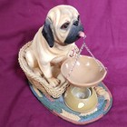 Pug Dog Resin Candle Holder Figurine W  Hanging Bowl   Glass Votive