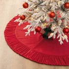 Glitzhome 72  Oversized Deluxe Red Velvet Ruffled Christmas Tree Skirt Nwt