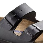 Birkenstock Arizona Black Birko-flor Leather Soft Footbed Unisex Sandals