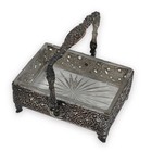 Antique Barbour Silver On Copper Footed Trinket Basket With Handle   Glass Liner