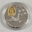 1997 Canada  20 F86 Saber 1oz  925 Silver Proof Gold Cameo Insert Mint Box   Coa