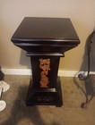Antique Relief Wood Pedestal Plant Stand Square Coloum Indoor Carved Brown 