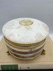 Vintage Hand Carved Stone Hinged Trinket Box With Decorative Feet