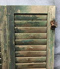 Pair Vtg Shabby Exterior House Window Wood Louvered Shutters 12x32 Old 615-25b