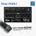 Vetroo 850w Power Supply Dual Pcie 5 1 Atx 3 1 Ready 80  Gold Full Modular Psu