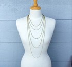 Waterfall Uranium Glass Necklace Multi-strand Long Vintage Chain