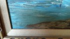 1950s  Vintage Fishing Boat Harbor Oil Painting Wood Framed - Signed