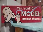 Rare Vintage Model Smoking Tobacco Dealer Porcelain Metal Sign Cigar Pipe 10  