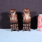 Pair Of 5  Tall French Antique Highly Carved Trim corbels Solid Oak Wood