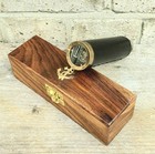 Nautical Vintage Brass Telescope Handheld Wooden Box Optic Pirate Scope Spyglass