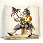 Vintage Antique Art Pottery Tile European Hand Painted