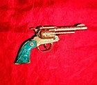 Vintage 1950s Hubley Texan Jr Cap Gun Rare Turquoise Steer Star Grip Usa Diecast