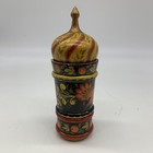 Vintage Khokhloma Russian Hand Painted Wooden - Black  Red  Yellow   Golden - 8 