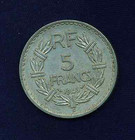 France Republic  1946-c  5 Francs Coin  Xf To Almost Uncirculated