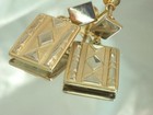 Unique Vintage 50 s Gold Tone Tribal Dangle Rectangle Screw Back Earrings 639a0