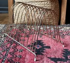 Vintage Mid Century Brass Wire Vinyl Record Rack Holder Retro Magazine Stand 70s