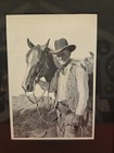 Vtg Black   Wht Cowboy Horse Picture Framed Matt Rough Wood Western 9 5x11 Rodeo