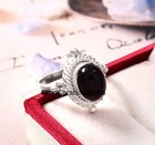 Natural Black Onyx Ring  Sterling Silver  Boho Ring  Black Ring  Witch Ring