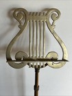 Vintage Brass Sheet Music Stand Ornate Adjustable Lyre Harp Shape Footed
