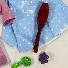 18  American Girl Doll Lilac Meet Dress Set W  Curlers  Pc Hairbrush  Blue Cape
