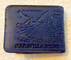 Peruvian Leather Wallet- Handmade W  Embossed Machu Picchu  Maravilla  Chacana