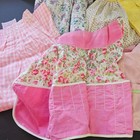 5 Vtg Cloth Aprons Pre-owned Vg Floral Flower Checkered Pink Purple Yellow