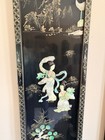 Chinese Asian Oriental Black Lacquer Mother Of Pearl Wall Plaques