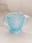 Vintage Westmoreland Blue Iridescent Glass Bramble Creamer   Sugar Set