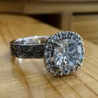 2 70tcw Round Moissanite Unique Style Halo Engagement Ring 14k White Gold Plated
