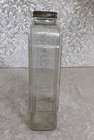 Vintage Clear Glass 48-oz  Ribbed Refrigerator Water Bottle W screw-on Lid