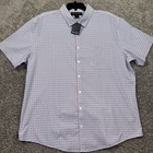 Mizzen   Main Leeward Dress Shirt Mens Xxl Trim Short Sleeve White Abstract New