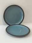 Two English Denby Duets Brown And Turquoise Salad Dessert Plates